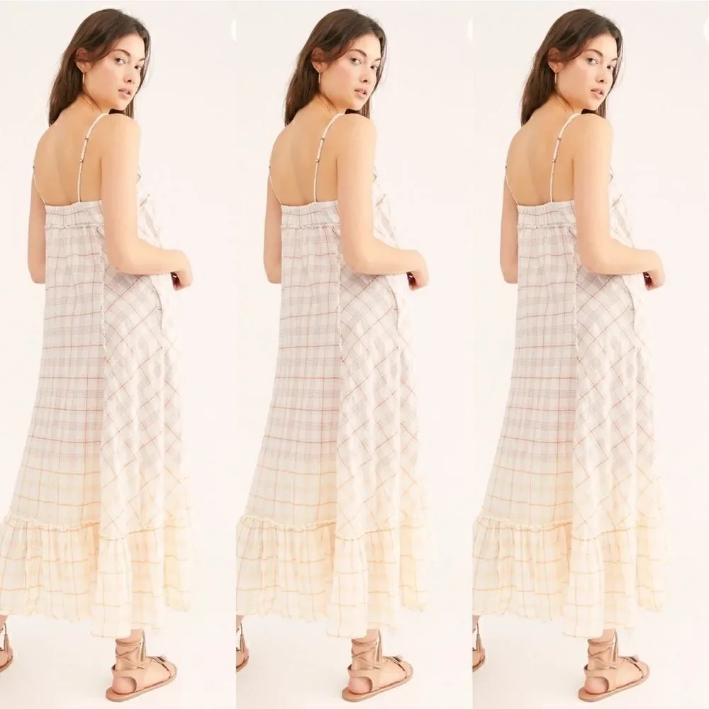 FREE PEOPLE Plaid City Maxi Top